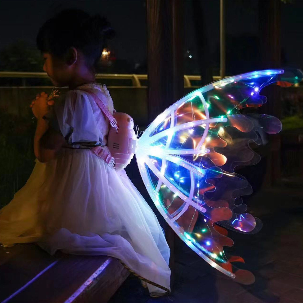 Beautiful Fluttering Fairy Wings With Lights For  Halloween, Birthday, Wedding or Christmas.