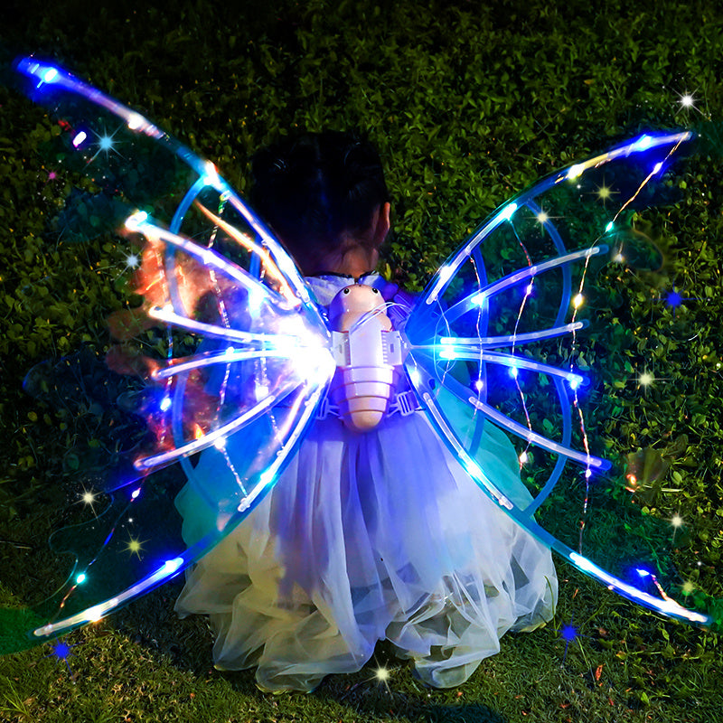 Beautiful Fluttering Fairy Wings With Lights For  Halloween, Birthday, Wedding or Christmas.