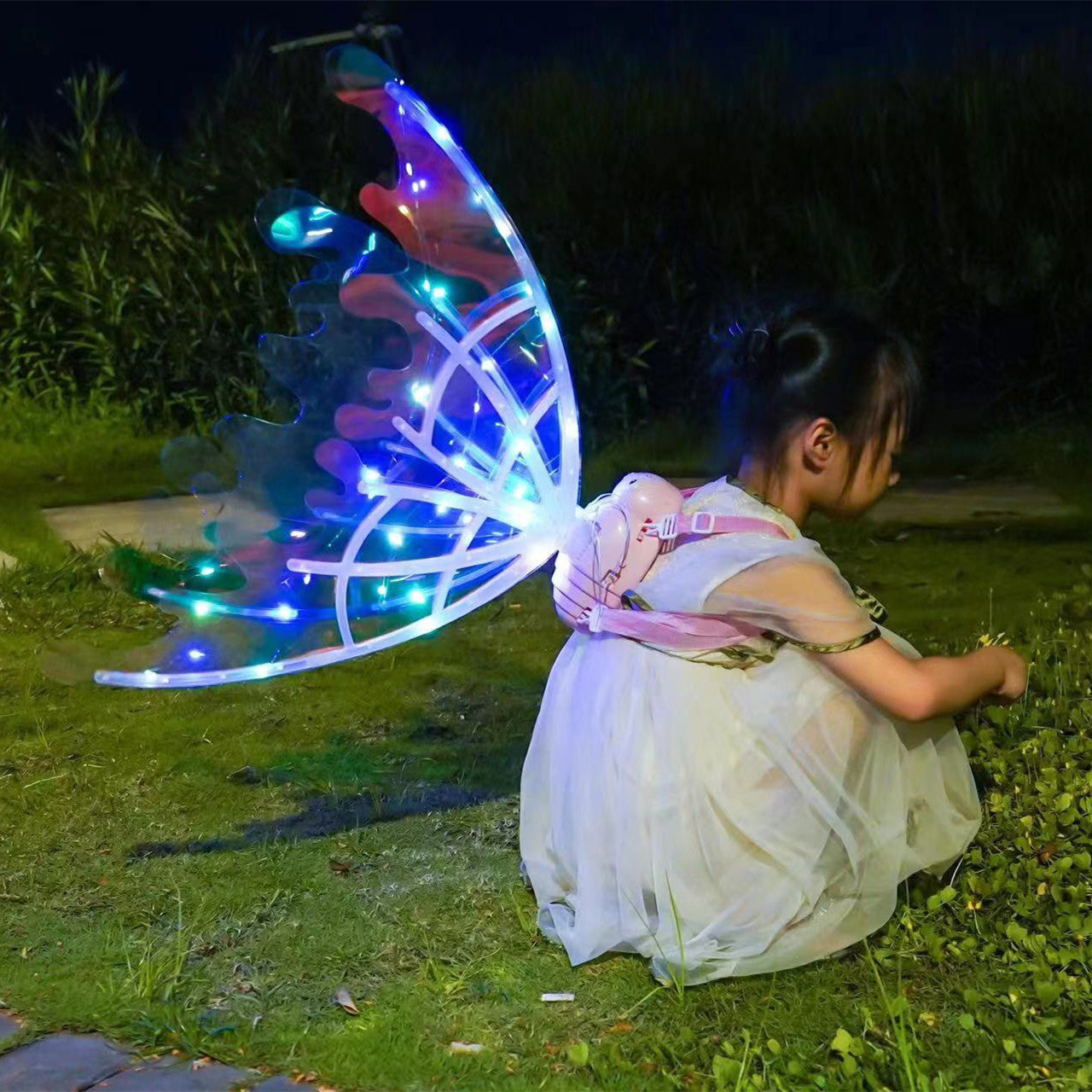 Beautiful Fluttering Fairy Wings With Lights For  Halloween, Birthday, Wedding or Christmas.