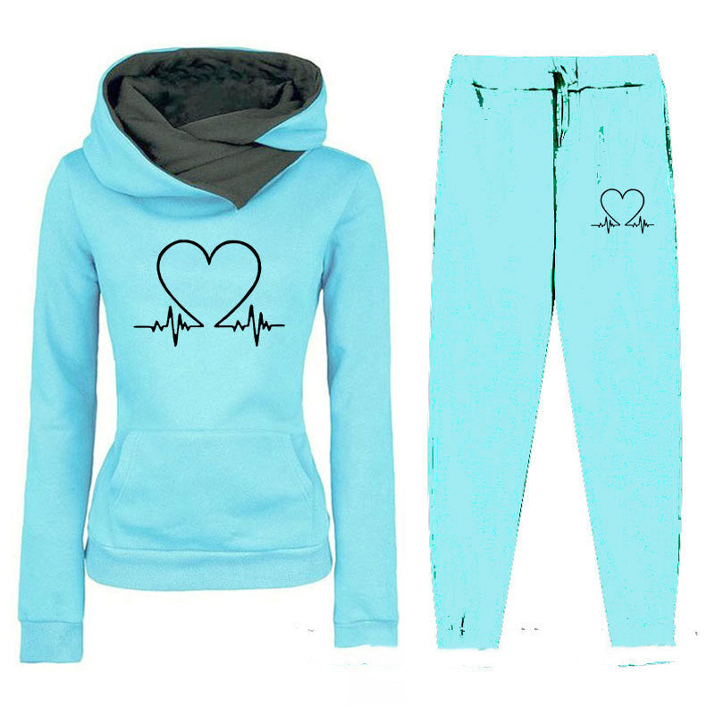 Women's Fleece-lined Hooded Sportswear Suit